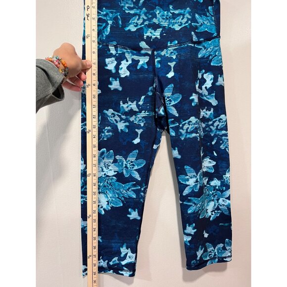 Old Navy Womens Capri Floral Print Leggings Yoga‎ Gym Wear Navy & Blue Medium - Picture 6 of 9